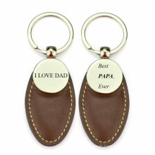 Hot Sale Fathers Day Gifts Keyring Words Customized Vegetable Tanned Leather Keychain Dad Key Chains